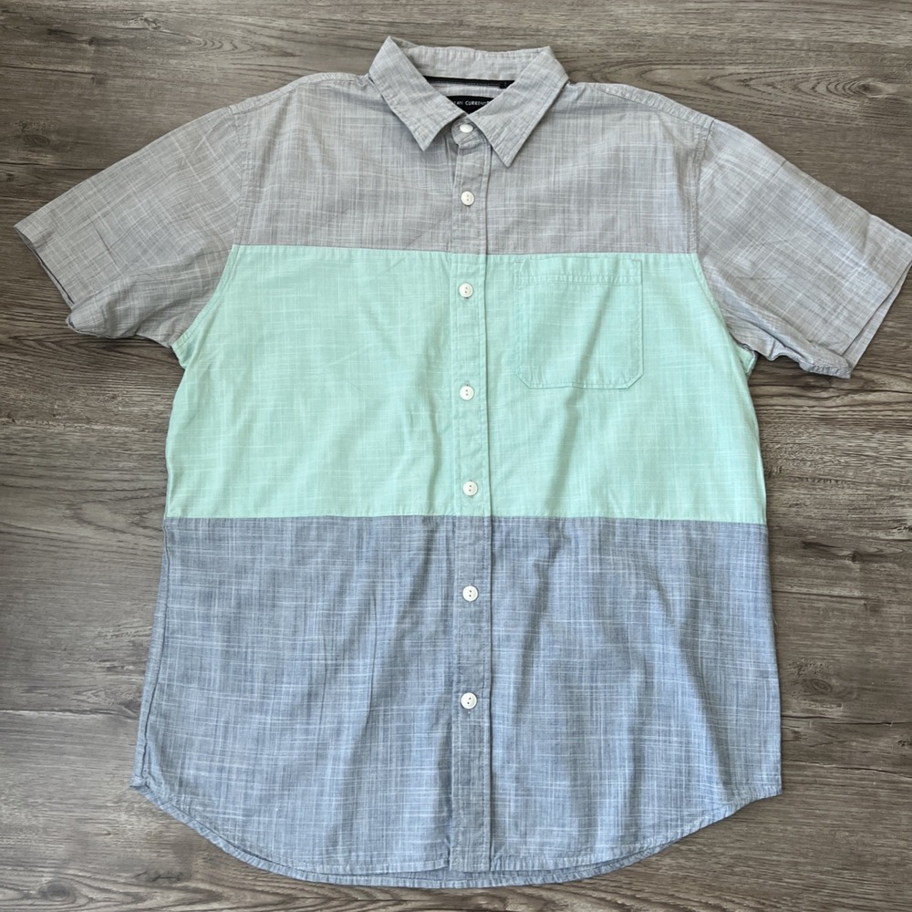 Ocean Current Colorblock Button Up Shirt Mens M Short Sleeve